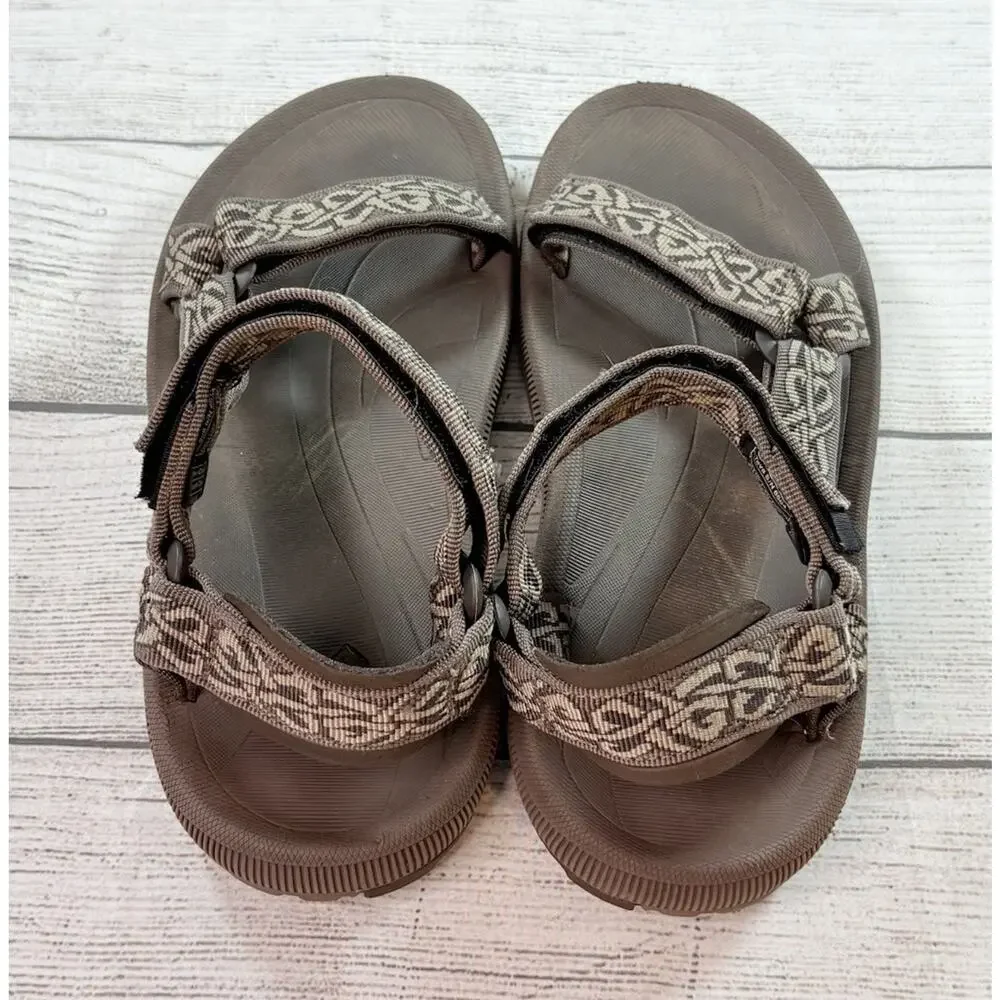 Teva Mens Strap Sandals 6584 Multi Print Waterproof Hook Loop Close Brown Size 8